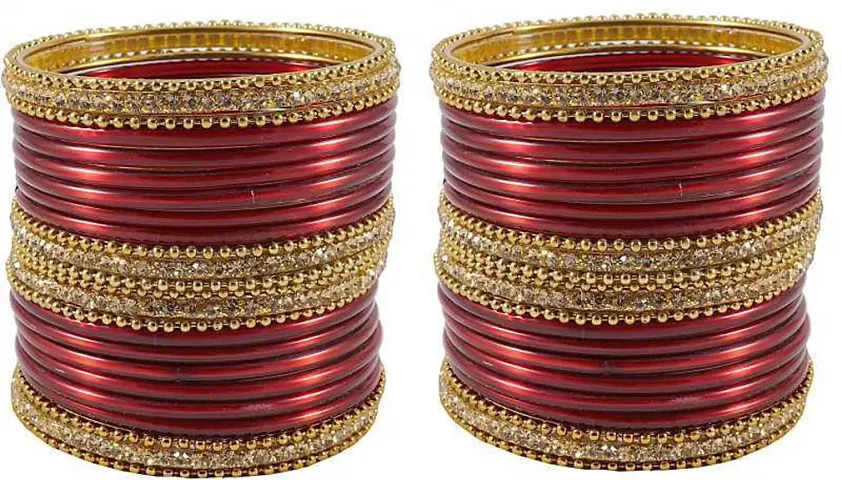 Glass empire Glass & metal Anju Bangle Set For Women & Girls (Pack Of 48) (2.8, Black)