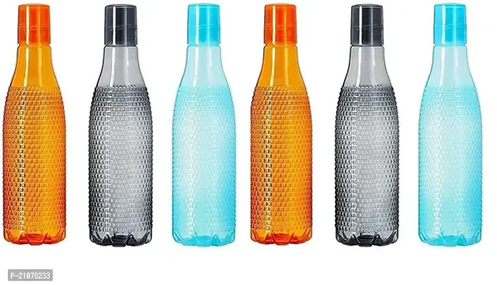 6Pcs Plastic Water Bottle Set Checkered Pattern 1000 Ml-thumb0