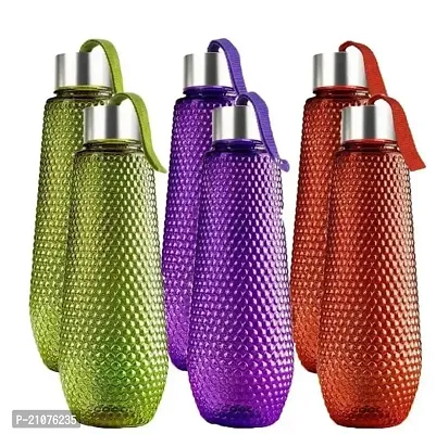 6Pcs Unbreakable Plastic Water Bottle Set Checkered Pattern 1000 Ml