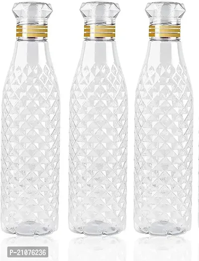 3 Pcs Plastic Cristal Designed Transparent Water Bottle 1000 Ml-thumb0