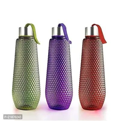 3Pcs Unbreakable Plastic Water Bottle Set Checkered Pattern 1000 Ml