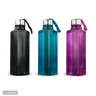 3 Pcs Plastic Square Shaped Water Bottle 1L-thumb0