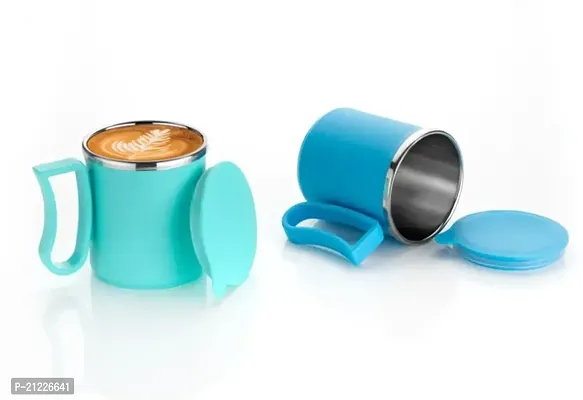 2 pcs Modern Design Plastic Steel Milk- Tea Coffee Mug-thumb0