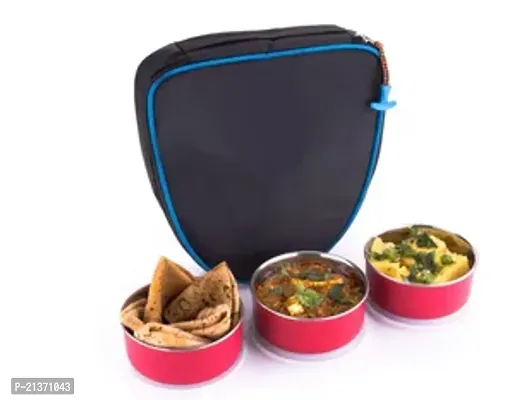 One Lunch Box 3 Heavy Duty Stainless Steel Containers with Cover Bag-thumb0