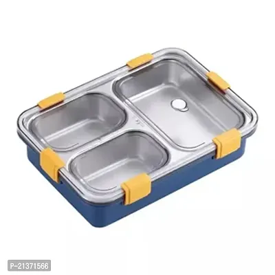 3 Compartment Lunch Boxes Reusable Microwave Freezer Safe Stainless Steel Portion Snack Containers for Adults and Kids-thumb0
