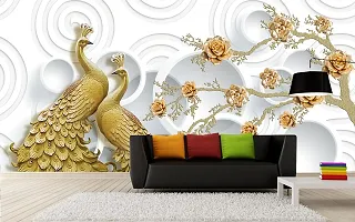 Anita Enterprises Golden Peacock Wall Sticker, Waterproof Wall Sticker, Use in Living Room, Bedroom, Kitchen, etc, Easy to Apply Self Adhesive Sticker (40 cm x 180 cm)-thumb2