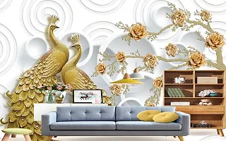 Anita Enterprises Golden Peacock Wall Sticker, Waterproof Wall Sticker, Use in Living Room, Bedroom, Kitchen, etc, Easy to Apply Self Adhesive Sticker (40 cm x 180 cm)-thumb3