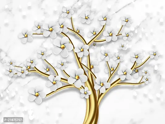 Golden Tree Wall Stickers, Waterproof Wall Stickers, Use in Living Room, Bedroom, Kitchen, etc, Easy to Apply Self Adhesive Stickers (40 cm x 180 cm)