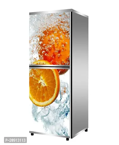 Double Door Fridge Stickers, Refrigerator Stickers, Orange Pattern Stickers, with Self-Adhesive Stickers Easy to Apply (Size 160cm X 61cm)