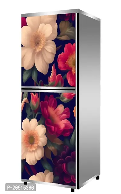 Floral Pattern Fridge Stickers | Double Door Fridge Stickers | Refrigerators Stickers with Self-Adhesive Stickers Easy to Apply (Size 160cm X 61cm)