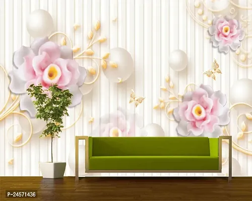 Pink Flower wall Stickers Wallpaper Sticker use in Home Office Living Room Hall  Kitchen inly Stickers Easy to Apply Self Adhesive Sticker (Size: 180 x 40 cm)