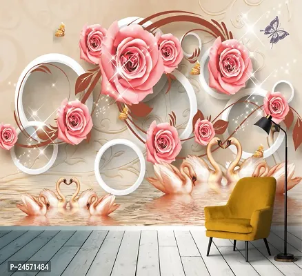 Pink Flower wall Stickers Wallpaper Sticker use in Home Office Living Room Hall Kitchen Vinyl Stickers Easy to Apply Self Adhesive Sticker (Size: 180 x 40 cm)-thumb0