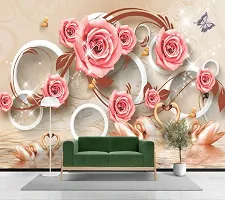 Pink Flower wall Stickers Wallpaper Sticker use in Home Office Living Room Hall Kitchen Vinyl Stickers Easy to Apply Self Adhesive Sticker (Size: 180 x 40 cm)-thumb1