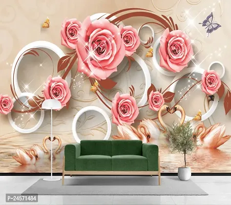 Pink Flower wall Stickers Wallpaper Sticker use in Home Office Living Room Hall Kitchen Vinyl Stickers Easy to Apply Self Adhesive Sticker (Size: 180 x 40 cm)-thumb2