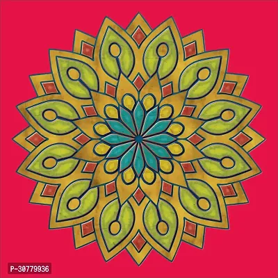 Anita Enterprises Beautyful Vibrant Rangoli Stickers for Festive Decor Pack of 4 (Size:14*14 Inch)-thumb0