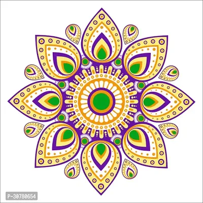 Anita Enterprises Beautyful Vibrant Rangoli Stickers for Festive Decor Pack of 4 (Size:12*12 Inch)