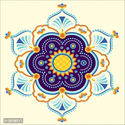 Anita Enterprises Beautyful Vibrant Rangoli Stickers for Festive Decor Pack of 4 (Size:12*12 Inch)-thumb0