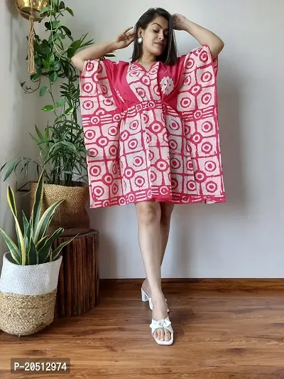 Stylish Multicoloured Cotton Printed Short kaftan For Women
