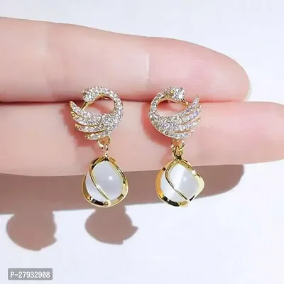 Golden Alloy Pearl Studs Earrings For Women-thumb0