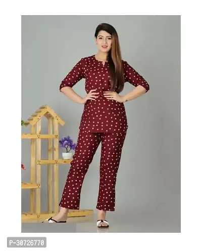 Beautiful Rayon Printed Daily Wear Top and Pyjama Night suit-thumb0