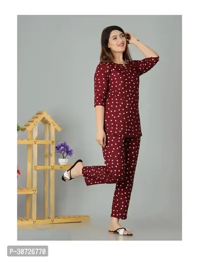 Beautiful Rayon Printed Daily Wear Top and Pyjama Night suit-thumb4