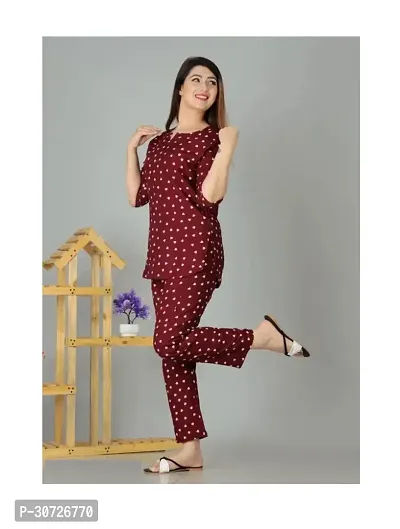 Beautiful Rayon Printed Daily Wear Top and Pyjama Night suit-thumb2