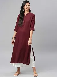 NUPITAL MAROON women solid rayon straight kurta-thumb3