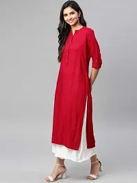 NUPITAL RED women solid rayon straight kurta-thumb1