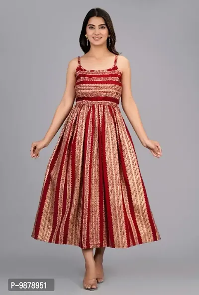 Beautiful Rayon Sleeveless Stitched Ethnic Gown-thumb0