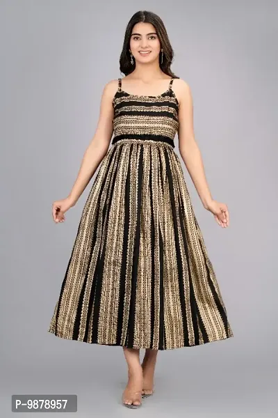 Beautiful Rayon Sleeveless Stitched Ethnic Gown-thumb0