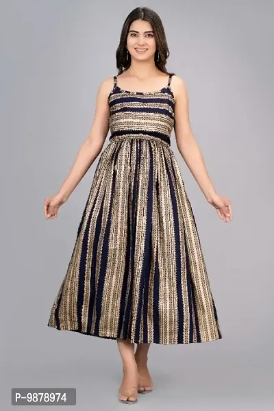 Beautiful Rayon Sleeveless Stitched Ethnic Gown-thumb0