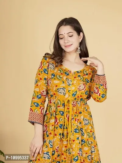 Stylish Yellow Printed Viscose Rayon Gown For Women-thumb4