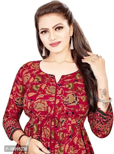 Stylish Maroon Printed Viscose Rayon Gown For Women-thumb4