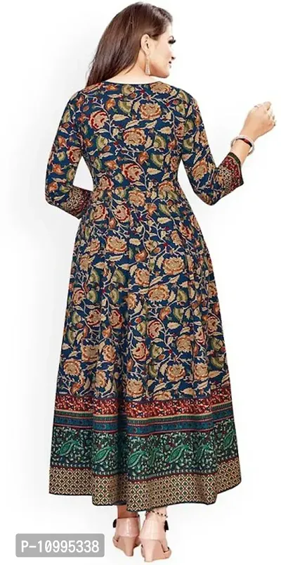 Stylish Blue Printed Viscose Rayon Gown For Women-thumb2