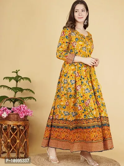 Stylish Yellow Printed Viscose Rayon Gown For Women-thumb3