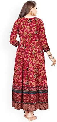 Stylish Maroon Printed Viscose Rayon Gown For Women-thumb1
