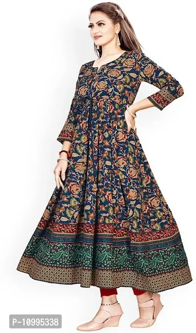 Stylish Blue Printed Viscose Rayon Gown For Women-thumb3