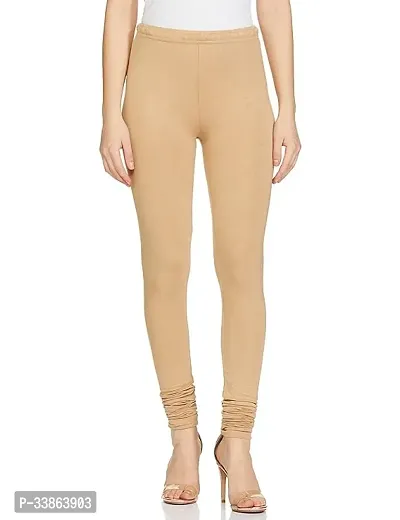 Stylish Polyester Beige Solid Churidaar Leggings For Women-thumb0