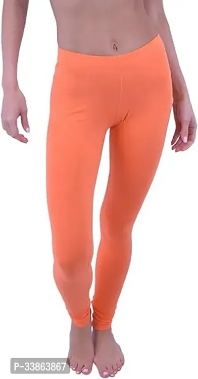 Stylish Polyester Orange Solid Churidaar Leggings For Women-thumb0