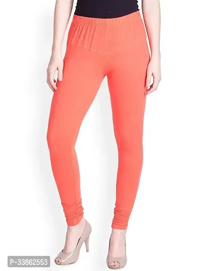 Stylish Polyester Peach Solid Churidaar Leggings For Women-thumb0