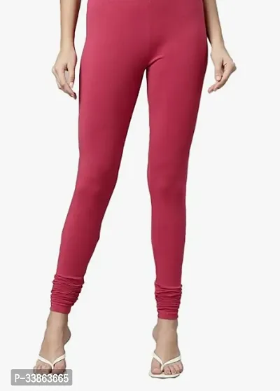 Stylish Polyester Pink Solid Churidaar Leggings For Women-thumb0