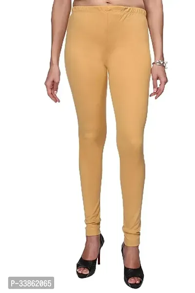 Stylish Polyester Khaki Solid Churidaar Leggings For Women-thumb0