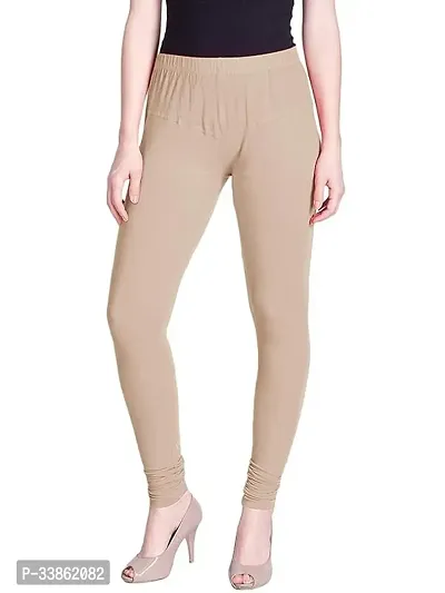 Stylish Polyester Khaki Solid Churidaar Leggings For Women-thumb0