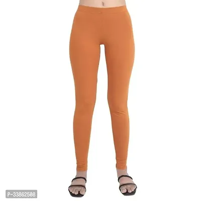 Stylish Polyester Orange Solid Churidaar Leggings For Women-thumb0