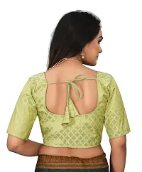 RAMBHAU-Neck Designer Jacquard Radymade Short Sleeves Women Blouse for Traditional Look (Mint Green, Size -36)-thumb1