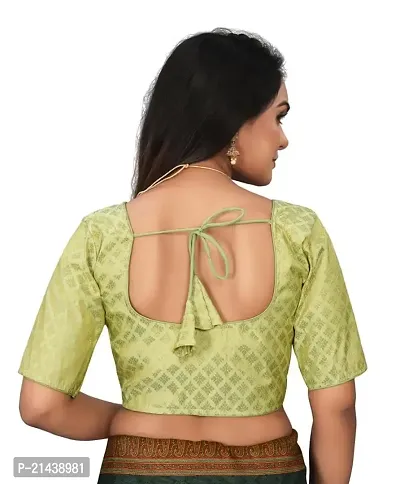RAMBHAU-Neck Designer Jacquard Radymade Short Sleeves Women Blouse for Traditional Look (Mint Green, Size -36)-thumb2