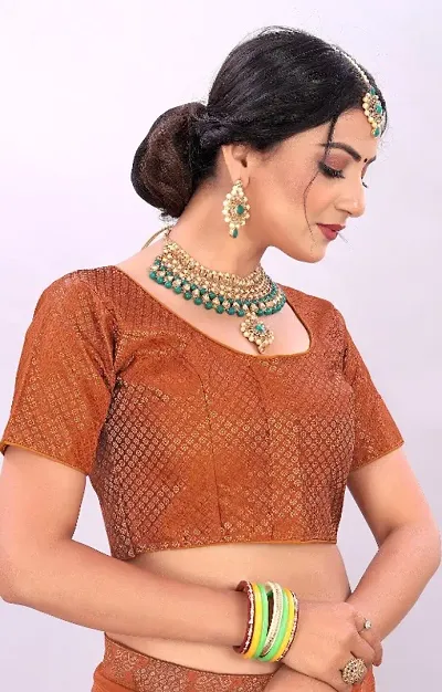 Womens Banarasi jeqard Square Neck Blouse With Square Back.