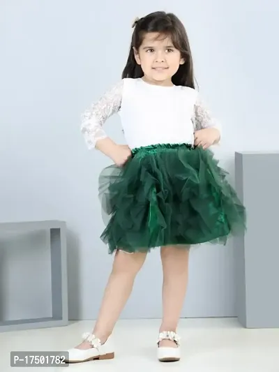 Green frill skirt with white net fullsleeve top