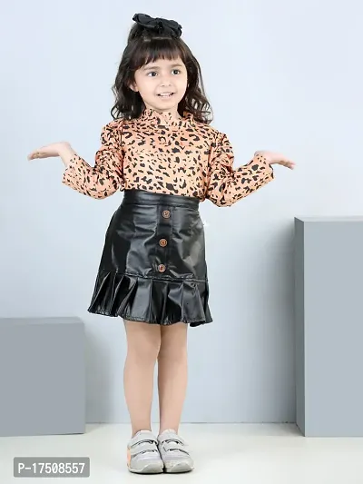 Tiger print top with leatherite skirt