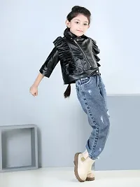 Girls leather jacket with designer cap-thumb2